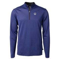Indianapolis Colts Cutter & Buck Virtue Eco Pique Micro Stripe Recycled Quarter-Zip Pullover Top - Royal/Black Pullover