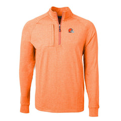 Cleveland Browns Cutter & Buck Adapt Eco Knit Quarter-Zip Pullover Top - Heather Orange Pullover