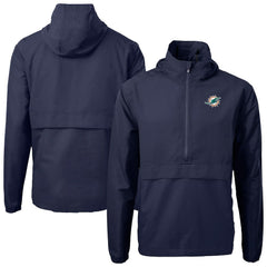 Miami Dolphins Cutter & Buck Charter Eco Recycled Anorak Half-Zip Jacket - Blue Jackets