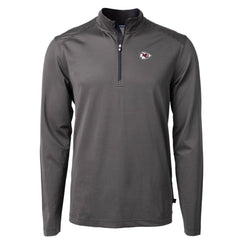 Kansas City Chiefs Cutter & Buck Virtue Eco Pique Micro Stripe Recycled Quarter-Zip Pullover Top - Black/Gray Pullover