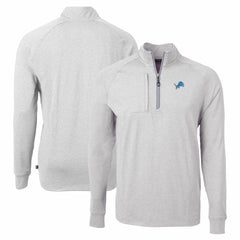 Detroit Lions Cutter & Buck Adapt Eco Knit Quarter-Zip Pullover Top - Heather Gray Pullover