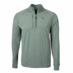 Green Bay Packers Cutter & Buck Adapt Eco Knit Quarter-Zip Pullover Top - Heather Green Pullover