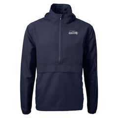 Seattle Seahawks Cutter & Buck Charter Eco Recycled Anorak Half-Zip Jacket - Navy Jackets
