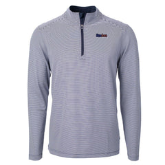 Pittsburgh Steelers Cutter & Buck Virtue Eco Pique Micro Stripe Recycled Quarter-Zip Pullover Top - Navy/White Pullover