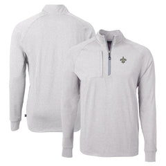 New Orleans Saints Cutter & Buck Adapt Eco Knit Quarter-Zip Pullover Top - Heather Gray Pullover