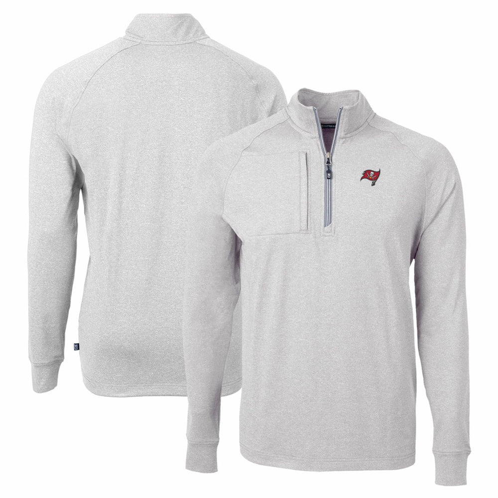 Tampa Bay Buccaneers Cutter & Buck Adapt Eco Knit Quarter-Zip Pullover Top - Heather Gray Pullover