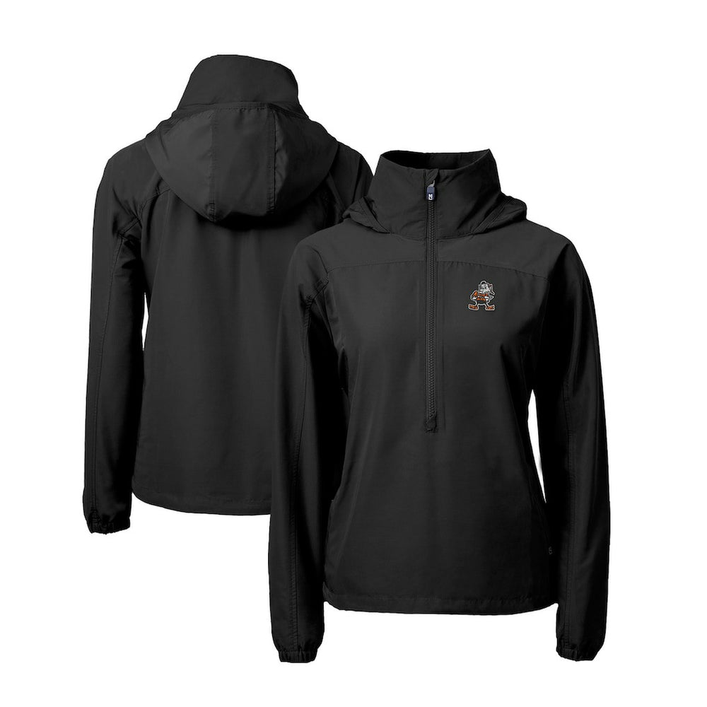Cleveland Browns Cutter & Buck Women's Charter Eco Recycled Half-Zip Anorak Jacket - Black Jackets