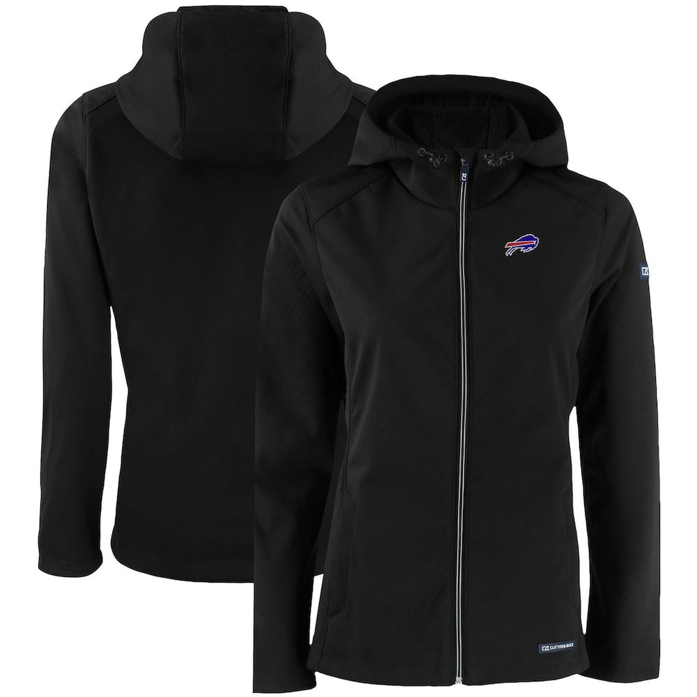 Buffalo Bills Cutter & Buck Women's Evoke Eco Softshell Recycled Full-Zip Hooded Jacket - Black Jackets