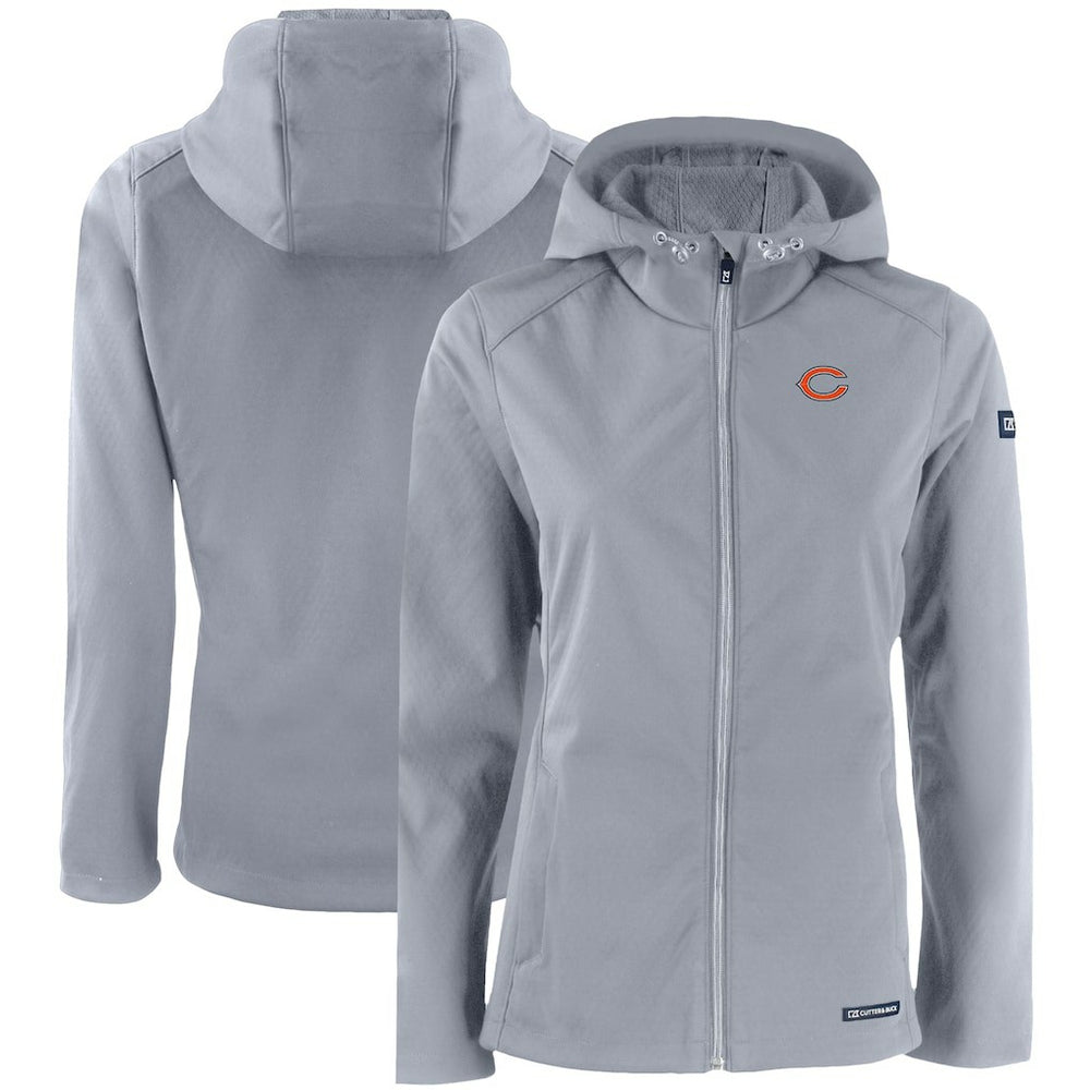 Chicago Bears Cutter & Buck Women's Evoke Eco Softshell Recycled Full-Zip Hooded Jacket - Gray Jackets