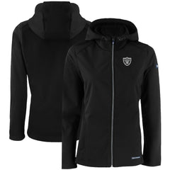 Las Vegas Raiders Cutter & Buck Women's Evoke Eco Softshell Recycled Full-Zip Hooded Jacket - Black Jackets