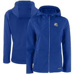 Los Angeles Chargers Cutter & Buck Women's Evoke Eco Softshell Recycled Full-Zip Hooded Jacket - Blue Jackets