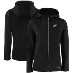 Philadelphia Eagles Cutter & Buck Women's Evoke Eco Softshell Recycled Full-Zip Hooded Jacket - Black Jackets