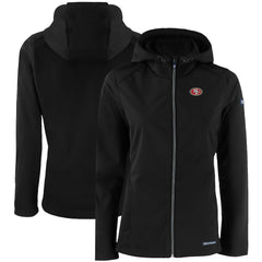 San Francisco 49ers Cutter & Buck Women's Evoke Eco Softshell Recycled Full-Zip Hooded Jacket - Black Jackets