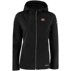 San Francisco 49ers Cutter & Buck Women's Evoke Eco Softshell Recycled Full-Zip Hooded Jacket - Black Jackets