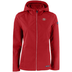 San Francisco 49ers Cutter & Buck Women's Evoke Eco Softshell Recycled Full-Zip Hooded Jacket - Scarlet Jackets