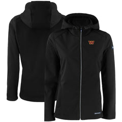 Washington Commanders Cutter & Buck Women's Evoke Eco Softshell Recycled Full-Zip Hooded Jacket - Black Jackets