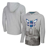 Charlotte Hornets Stadium Essentials Atrium Raglan Long Sleeve Hoodie T-Shirt Heather Gray