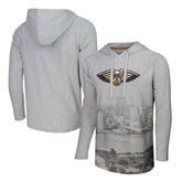 New Orleans Pelicans Stadium Essentials Atrium Raglan Long Sleeve Hoodie T-Shirt Heather Gray outlet