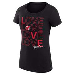 New Jersey Devils G-III 4Her by Carl Banks Women's Super-Slim Fit Lightweight Hockey Love T-Shirt - Black | US 200617476