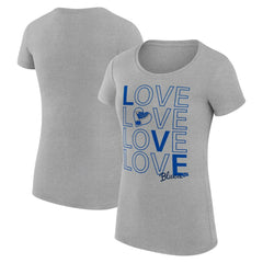 St. Louis Blues G-III 4Her by Carl Banks Women's Super-Slim Fit Lightweight Hockey Love T-Shirt - Heather Gray | US 200617540