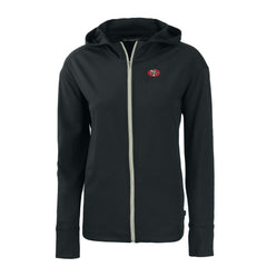 San Francisco 49ers Cutter & Buck Women's Throwback Daybreak Eco Recycled Half-Zip Hoodie - Black Hoodies