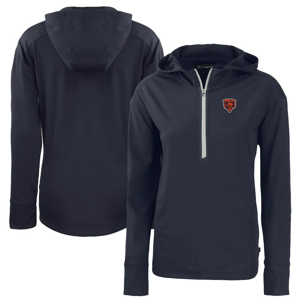 Chicago Bears Cutter & Buck Women's Throwback Daybreak Eco Recycled Half-Zip Hoodie - Navy Hoodies