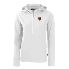 Chicago Bears Cutter & Buck Women's Throwback Daybreak Eco Recycled Half-Zip Hoodie - White Hoodies