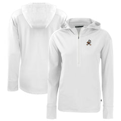 Cleveland Browns Cutter & Buck Women's Throwback Daybreak Eco Recycled Half-Zip Hoodie - White Hoodies