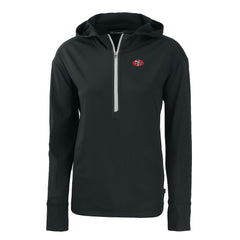 San Francisco 49ers Cutter & Buck Women's Throwback Daybreak Eco Recycled Half-Zip Hoodie - Black Hoodies