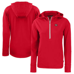 San Francisco 49ers Cutter & Buck Women's Throwback Daybreak Eco Recycled Half-Zip Hoodie - Scarlet Hoodies