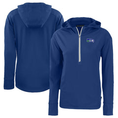 Seattle Seahawks Cutter & Buck Women's Throwback Daybreak Eco Recycled Half-Zip Hoodie - Blue Hoodies