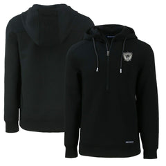 Las Vegas Raiders Cutter & Buck Throwback Roam Eco Half-Zip Recycled Pullover Hoodie - Black Hoodies