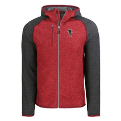 Atlanta Falcons Cutter & Buck Throwback Mainsail Sweater-Knit Full-Zip Hoodie - Heather Red/Heather Charcoal Hoodies