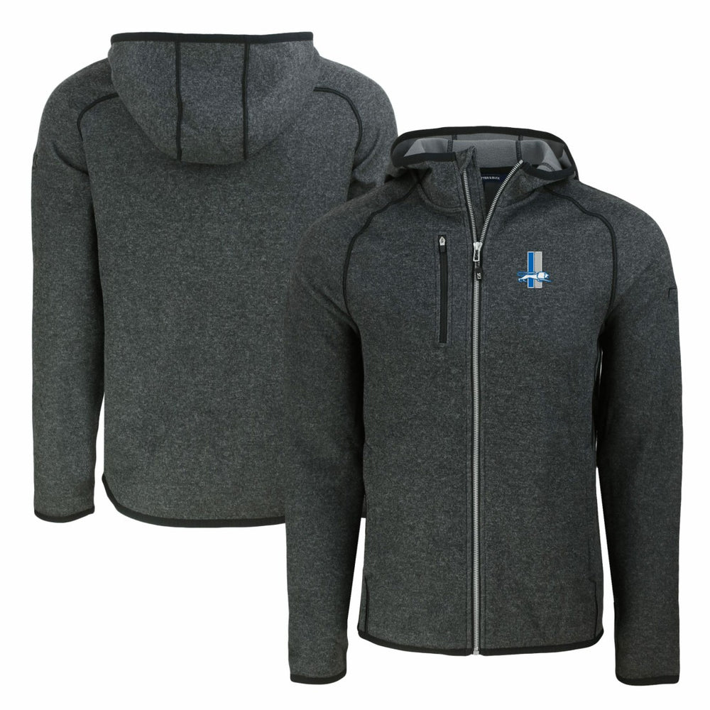 Detroit Lions Cutter & Buck Throwback Mainsail Sweater-Knit Full-Zip Hoodie - Heather Charcoal Hoodies