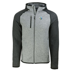 Los Angeles Chargers Cutter & Buck Throwback Mainsail Sweater-Knit Full-Zip Hoodie - Heather Gray/Heather Charcoal Hoodies