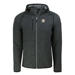Miami Dolphins Cutter & Buck Throwback Mainsail Sweater-Knit Full-Zip Hoodie - Heather Charcoal Hoodies