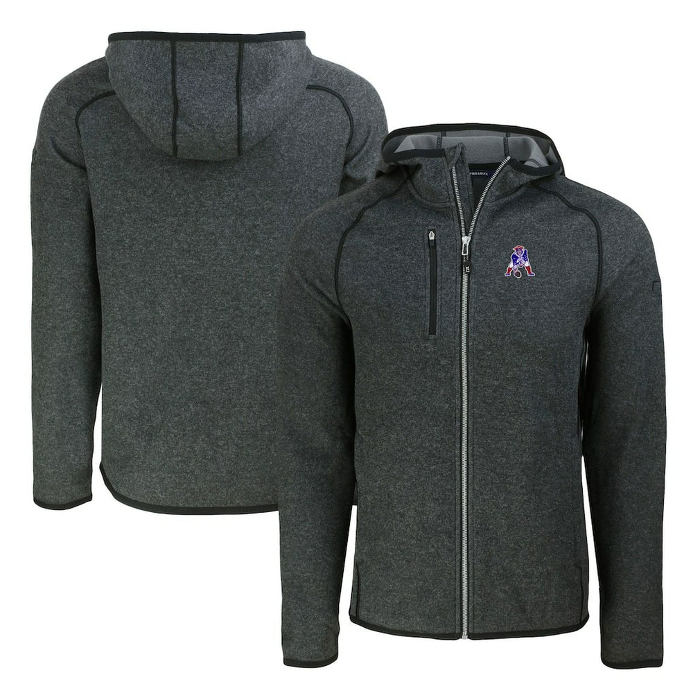 New England Patriots Cutter & Buck Throwback Mainsail Sweater-Knit Full-Zip Hoodie - Heather Charcoal Hoodies