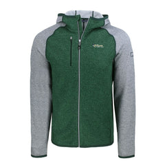 New York Jets Cutter & Buck Throwback Mainsail Sweater-Knit Full-Zip Hoodie - Heather Green/Heather Gray Hoodies