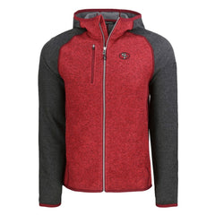 San Francisco 49ers Cutter & Buck Throwback Mainsail Sweater-Knit Full-Zip Hoodie - Scarlet/Heather Charcoal Hoodies
