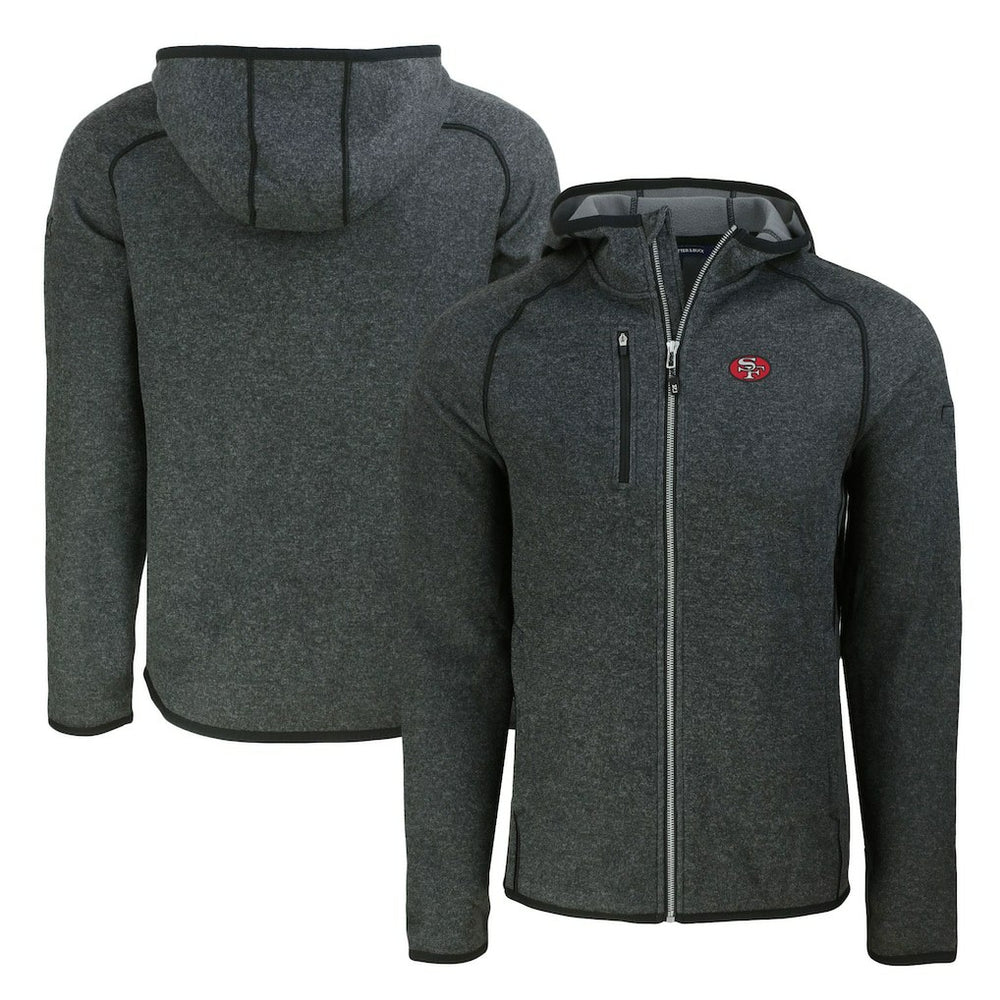 San Francisco 49ers Cutter & Buck Throwback Mainsail Sweater-Knit Full-Zip Hoodie - Heather Charcoal Hoodies
