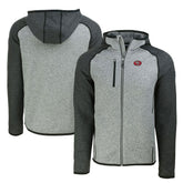 San Francisco 49ers Cutter & Buck Throwback Mainsail Sweater-Knit Full-Zip Hoodie - Heather Gray/Heather Charcoal Hoodies
