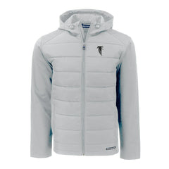 Atlanta Falcons Cutter & Buck Throwback Evoke Hybrid Eco Softshell Recycled Full-Zip Hoodie Jacket - Gray Hoodies