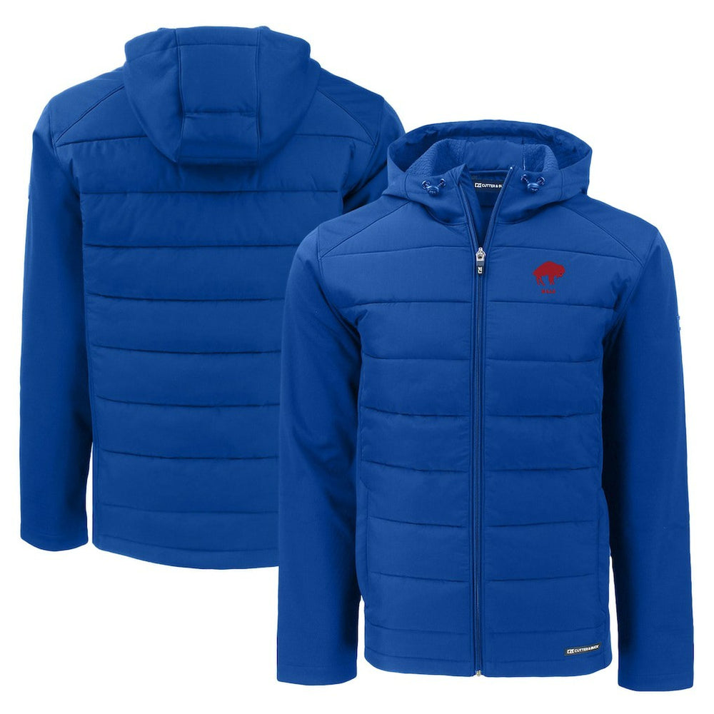 Buffalo Bills Cutter & Buck Throwback Evoke Hybrid Eco Softshell Recycled Full-Zip Hoodie Jacket - Royal Hoodies