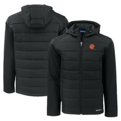 Cincinnati Bengals Cutter & Buck Throwback Evoke Hybrid Eco Softshell Recycled Full-Zip Hoodie Jacket - Black Hoodies