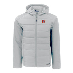 Denver Broncos Cutter & Buck Throwback Evoke Hybrid Eco Softshell Recycled Full-Zip Hoodie Jacket - Gray Hoodies