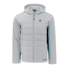 Los Angeles Chargers Cutter & Buck Throwback Evoke Hybrid Eco Softshell Recycled Full-Zip Hoodie Jacket - Gray Hoodies