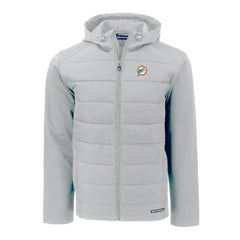 Miami Dolphins Cutter & Buck Throwback Evoke Hybrid Eco Softshell Recycled Full-Zip Hoodie Jacket - Gray Hoodies