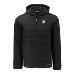 Miami Dolphins Cutter & Buck Throwback Evoke Hybrid Eco Softshell Recycled Full-Zip Hoodie Jacket - Black Hoodies