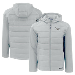 Philadelphia Eagles Cutter & Buck Throwback Evoke Hybrid Eco Softshell Recycled Full-Zip Hoodie Jacket - Gray Hoodies