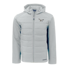 Philadelphia Eagles Cutter & Buck Throwback Evoke Hybrid Eco Softshell Recycled Full-Zip Hoodie Jacket - Gray Hoodies